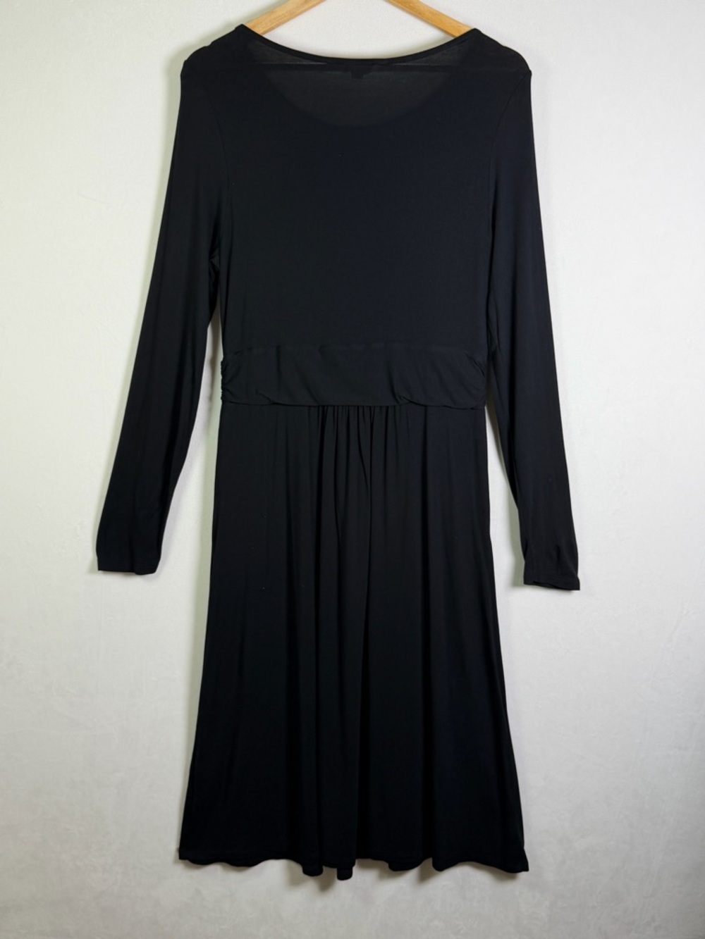 Boden Women’s Black Long Sleeve Dress Sz 10 Ruched Waist Pockets Stretch - Picture 5 of 9